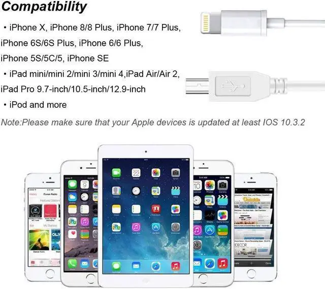 Alt view image 2 of 7 - Werleo 5FT Lightning to MIDI Cable Adapter USB 2.0 Interconnections Converter Midi Keyboard Electronic Instruments USB Microphone for iPhone 6 7 8 X iPad iPod Compatible with Multiple APPs