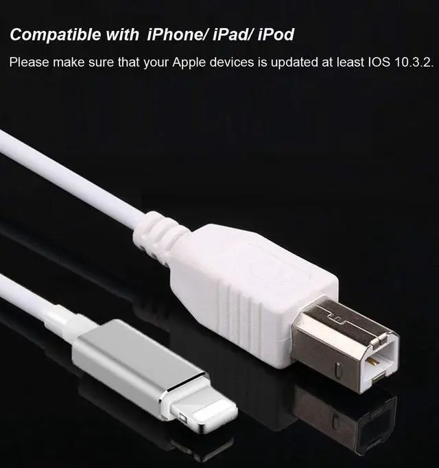 Alt view image 6 of 7 - Werleo 5FT Lightning to MIDI Cable Adapter USB 2.0 Interconnections Converter Midi Keyboard Electronic Instruments USB Microphone for iPhone 6 7 8 X iPad iPod Compatible with Multiple APPs