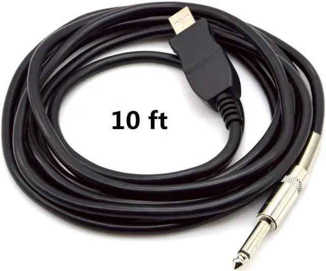 Alt view image 4 of 6 - USB Guitar Cable Werleo 10 feet USB Interface Male to 6.35mm 1/4" Mono Male Electric Guitar Cable Studio Audio Connector Cords Adapter for Instruments Recording Singing