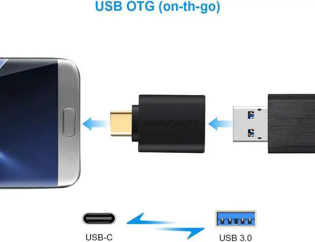 Alt view image 2 of 6 - 2 Packs USB C to USB 3.0 Adapter Werleo USB-C to USB Female Adapter OTG on-The-Go Cable Compatible MacBook Pro Google Pixel XL 2 Black