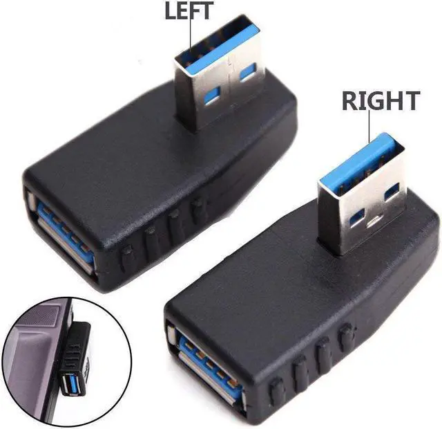 Alt view image 4 of 6 - USB 3.0 Adapter Couplers USB 3.0 Adapter USB 3.0 Extension Cable 90 Degree Male to Female USB Extension Connector Extender Plug Coupler Extender 4PCS -Including Left / Right / Up / Down Angle Adapter