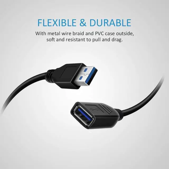 Alt view image 5 of 6 - Werleo USB Extension Cable USB 3.0 Extender Cord Type A Male to Female Data Transfer Lead for Playstation Xbox Oculus VR USB Flash Drive Card Reader Hard Drive Keyboard Printer Camera - 1FT