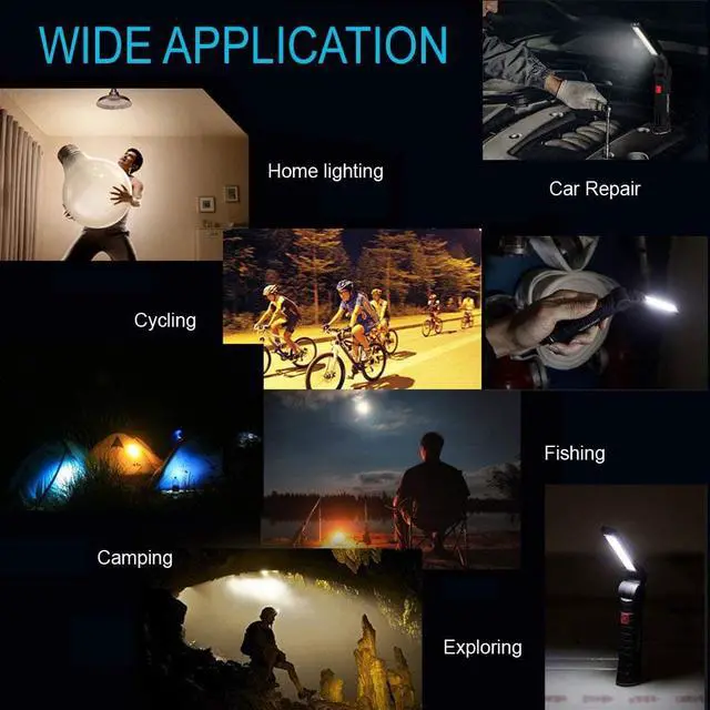Alt view image 6 of 6 - COB LED Work Light Werleo USB Rechargeable Pocket LED Light COB Lamp 360° Rotate 5 Lighting Modes + Magnetic Base and Swivel Hook Water-Resistant Inspection Work Light Portable Torch Light