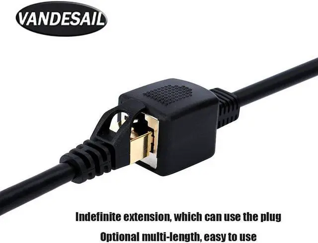 Alt view image 5 of 6 - Werleo 2-Pack Ethernet Extension Cable CAT 5E RJ45 Male to Female Shielded LAN Network Patch Cord  LAN Network Cable with Gold Plated Plug Black
