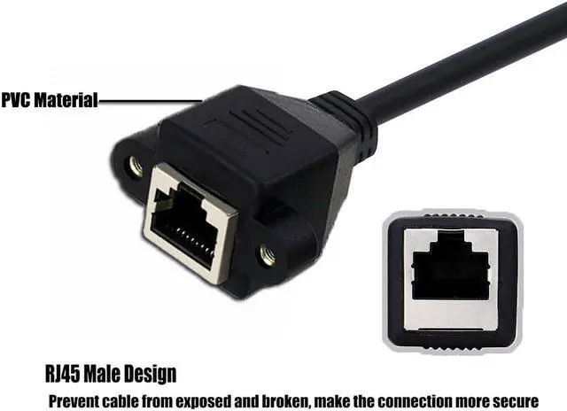 Alt view image 4 of 6 - Werleo 2-Pack Ethernet Extension Cable CAT 5E RJ45 Male to Female Shielded LAN Network Patch Cord  LAN Network Cable with Gold Plated Plug Black