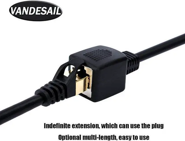 Alt view image 5 of 6 - Werleo 2-Pack Ethernet Extension Cable CAT 5E RJ45 Male to Female Shielded LAN Network Patch Cord  LAN Network Cable with Gold Plated Plug Black