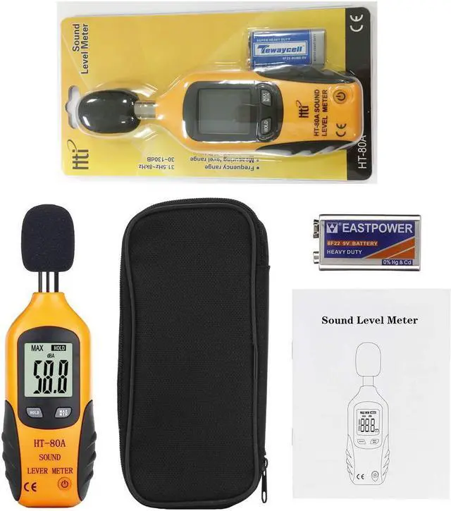 Alt view image 7 of 7 - WERLEO Decibel Meter Portable Digital Sound Level Meter 30 – 130 dB Audio Noise Measure Device Digital Noise Meter Tester Dual Ranges with LCD Display Batteries included