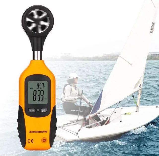 Alt view image 2 of 7 - Anemometer Portable Wind Speed Meter Gauge Air Volume Speed Measuring Meter for Weather Data Collection and Outdoors Sports Windsurfing Kite Flying Sailing Temperature Thermometer