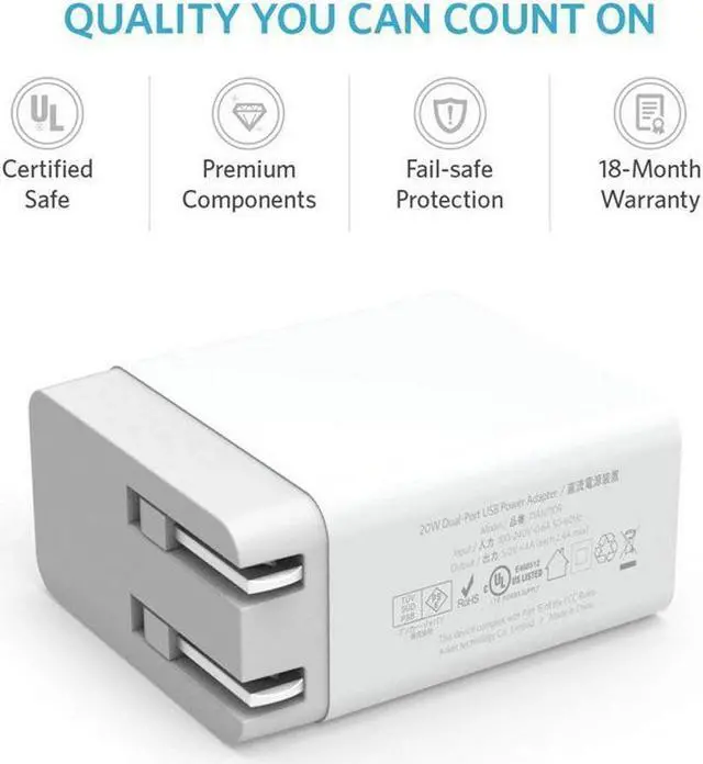 Alt view image 4 of 7 - Werleo 3.4A 17W Multi Port Dual USB Travel Wall Charger Adapter Foldable Plug for iPhone XS Max iPhone X 8 6 Plus  iPad Mini MacBook Pro Samsung Galaxy Note 5 S6 S7 S8 Edge Tablet HTC Nexus LG Speaker