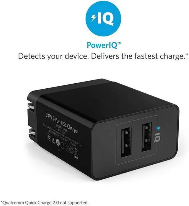 Alt view image 2 of 6 - Werleo 3.4A 17W Multi Port Dual USB Travel Wall Charger Adapter Foldable Plug for iPhone XS Max iPhone X 8 6 Plus  iPad Mini MacBook Pro Samsung Galaxy Note 5 S6 S7 S8 Edge Tablet HTC Nexus LG Speaker