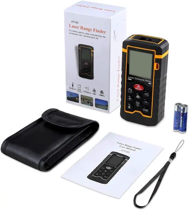 Alt view image 7 of 7 - Laser Distance Measurement 131FT / 40M High Precision Waterproof Handheld Digital Laser Measure w/ LCD Backbit Volume Area Pythagorean Continuous Measurement - Carry Pouch Lanyard & Battery Included