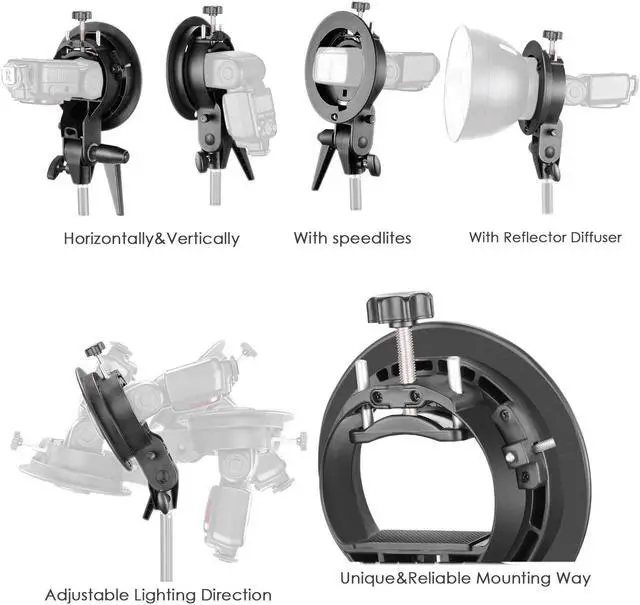 Alt view image 4 of 7 - Werleo S-Type Bracket Holder with Bowens Mount for Speedlite Flash Snoot Softbox Beauty dish Reflector Umbrella