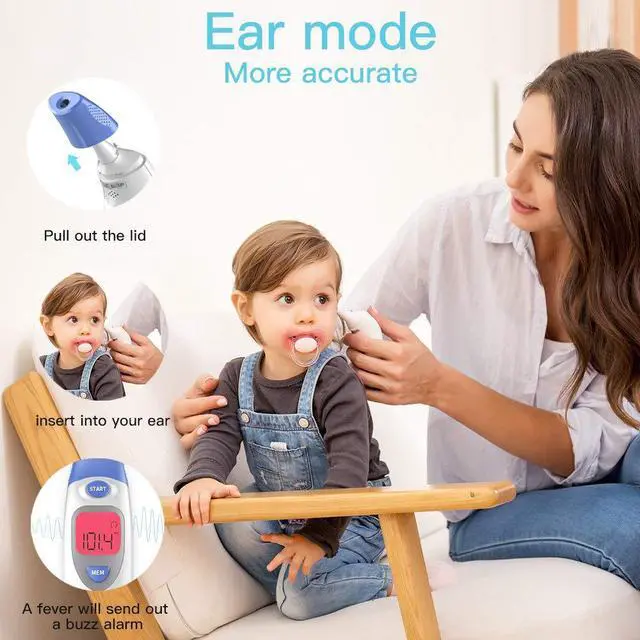 Alt view image 5 of 6 - Ear and Forehead Thermometer for Fever Digital Medical Infrared Basal Body Temporal Thermometer Digital Thermometer for Baby Kids Children Adults Infants Toddlers FDA and CE Approved