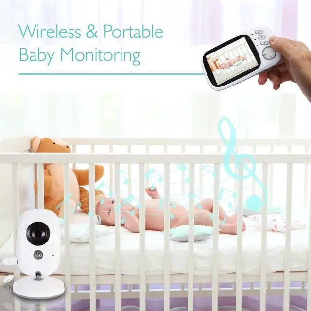 Alt view image 6 of 7 - Werleo 3.2" Video Baby Monitor with Digital Camera 2.4GHz Wireless Long Range Infrared Night Vision Two Way Audio VOX and Temperature Monitoring 8 Lullabies and High Capacity Battery