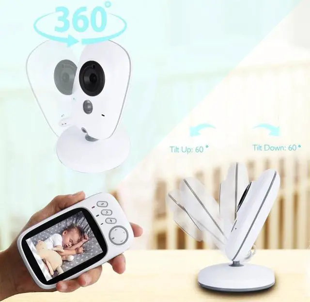 Alt view image 4 of 7 - Werleo 3.2" Video Baby Monitor with Digital Camera 2.4GHz Wireless Long Range Infrared Night Vision Two Way Audio VOX and Temperature Monitoring 8 Lullabies and High Capacity Battery
