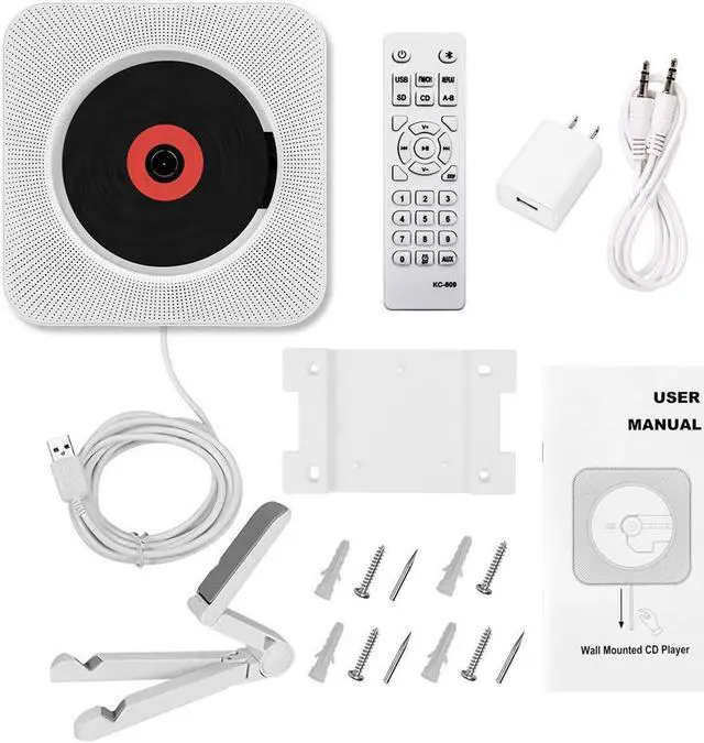 Alt view image 7 of 7 - Werleo CD Player with Bluetooth Werleo Portable CD Player with Remote Control Wall Mountable CD Player FM Radio HiFi Speaker CD Music Player Supports USB Earphones and Phone Charging