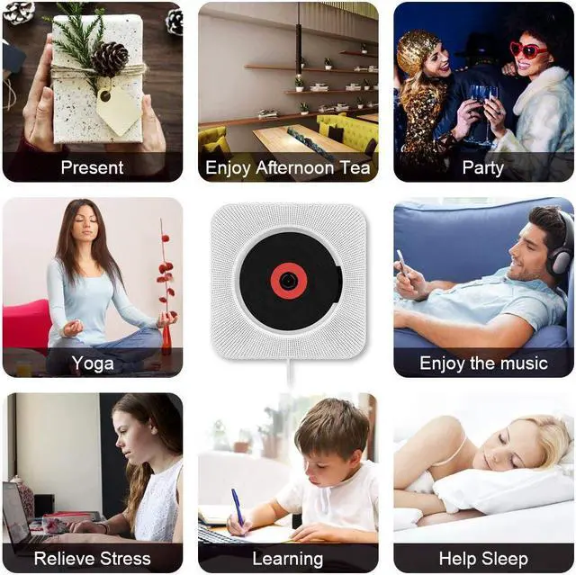 Alt view image 6 of 7 - Werleo CD Player with Bluetooth Werleo Portable CD Player with Remote Control Wall Mountable CD Player FM Radio HiFi Speaker CD Music Player Supports USB Earphones and Phone Charging