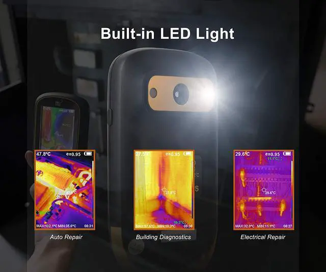Alt view image 3 of 7 - Thermal Imaging Camera Handheld Infrared Thermal Imager Industrial Thermal Imaging Multimeter with Real-Time Thermal Image Resolution 220 x 160 - Temperature Measurement Range -4°F to 572°F