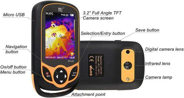 Alt view image 4 of 7 - Thermal Imaging Camera Handheld Infrared Thermal Imager Industrial Thermal Imaging Multimeter with Real-Time Thermal Image Resolution 220 x 160 - Temperature Measurement Range -4°F to 572°F