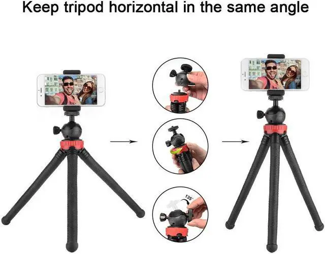Alt view image 7 of 7 - Phone Tripod Werleo Flexible Tripod with Adjustable Camera Stand Holder with Wireless Remote Control For iPhone XS Max X Samsung Portable Tripod for GoPro Akaso Canon Nikon DSLR Camera and Cellphone