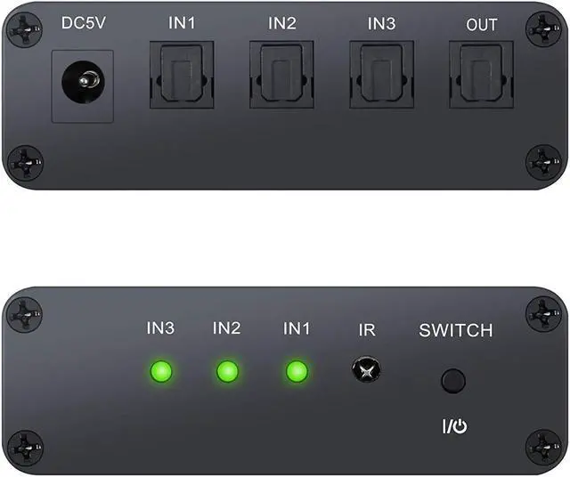 Alt view image 6 of 7 - Werleo 3 Ports Toslink Switch Aluminum Alloy 3x1 Digital Optical Audio Switcher with IR Remote Control 3 in 1 Out Supports Dolby - AC3 DTS LPCM2.0 for PS3 PS4 Xbox Blu-Ray Player to AV Amplifier