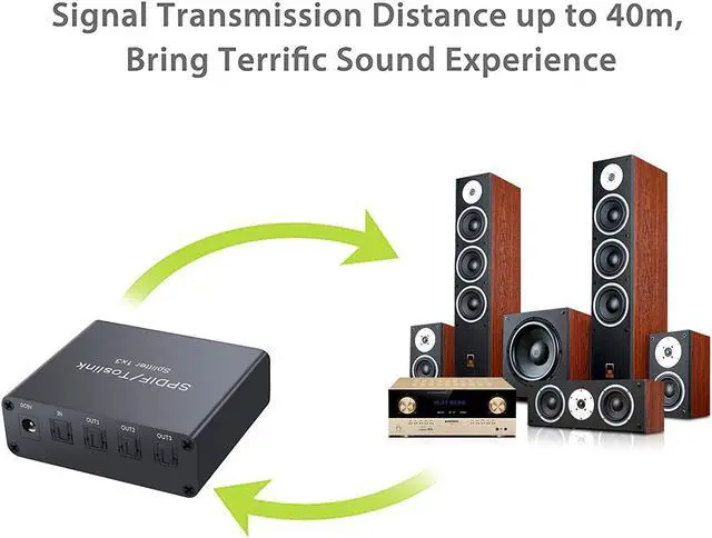 Alt view image 3 of 7 - Werleo 3 Port SPDIF Toslink Optical Digital Audio Splitter 1x3 Aluminum Alloy Material SPDIF Toslink 1 In 3 Out Support LPCM 2.0 DTS Dolby-AC3 with Optical Cable for PS3 Xbox Blue-Ray DVD HDTV