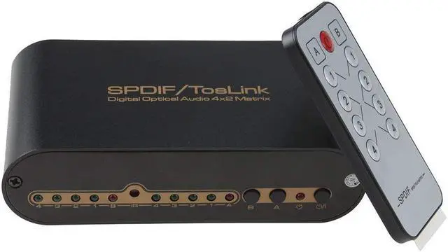 Alt view image 6 of 7 - Werleo Audio Switch Box 4X2 Audio Matrix 4 In 2 Out Digital Optical Audio Switcher Video Converters SPDIF TOSLINK Splitter with Remote Control Support DTS-HD Dolby-trueHD LPCM2.0 DTS DOLBY-AC3 DSD