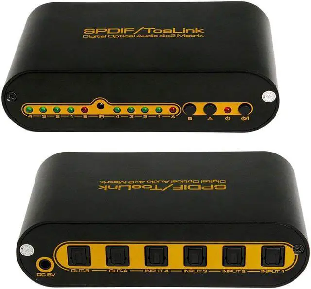 Alt view image 4 of 7 - Werleo Audio Switch Box 4X2 Audio Matrix 4 In 2 Out Digital Optical Audio Switcher Video Converters SPDIF TOSLINK Splitter with Remote Control Support DTS-HD Dolby-trueHD LPCM2.0 DTS DOLBY-AC3 DSD