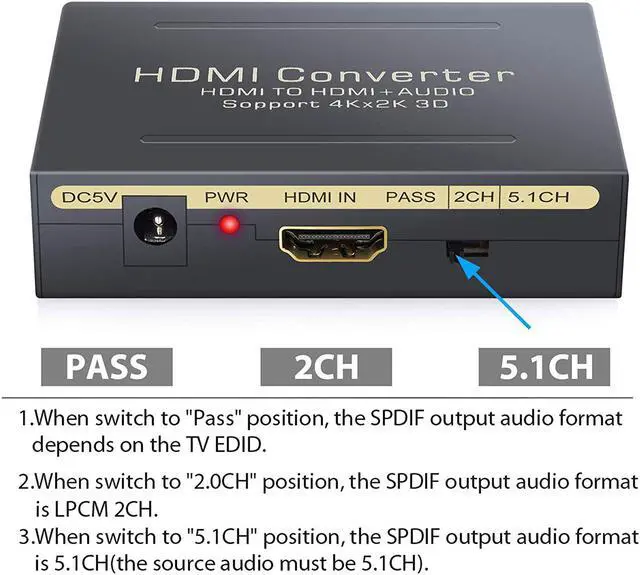 Main image of Werleo 4K HDMI Audio Extractor V1.4 HDMI to HDMI + Optical TOSLINK SPDIF + Analog RCA L/R Stereo Audio Video Spiltter Adapter Converter for Apple TV Blu-ray Player