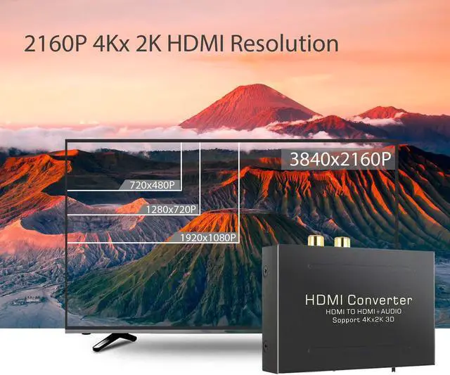 Alt view image 3 of 7 - Werleo 4K HDMI Audio Extractor V1.4 HDMI to HDMI + Optical TOSLINK SPDIF + Analog RCA L/R Stereo Audio Video Spiltter Adapter Converter for Apple TV Blu-ray Player