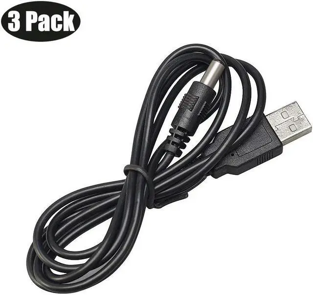 Alt view image 5 of 5 - Werleo 3 Packs 3FT USB 2.0 A Type Male to DC 5.5x2.5mmmm 5V DC Barrel Jack Power Cable Cord Black Usb to 5V Power Cable Usb to Dc Power Cable
