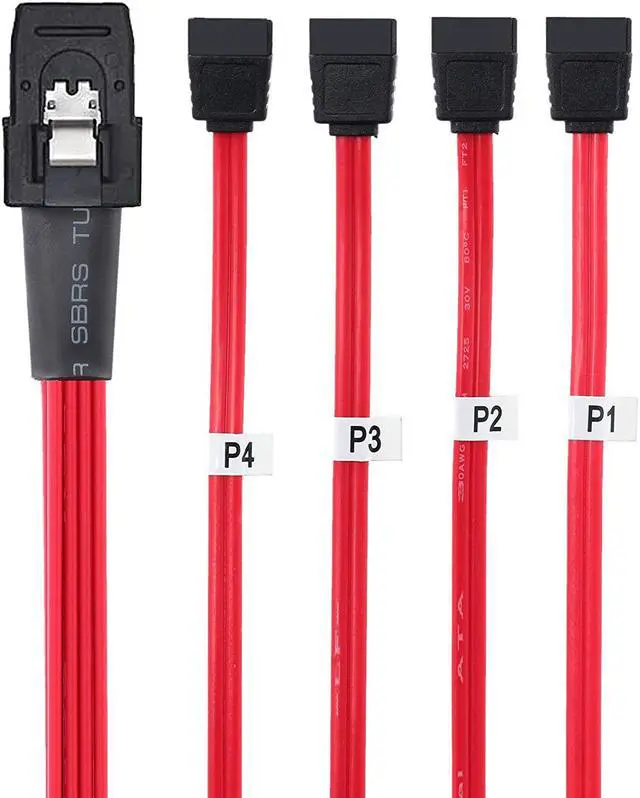 Alt view image 2 of 5 - Werleo 2 Pack 1.6ft Mini SAS to 4 SATA Cable sas breakout cable Mini SAS Male SFF-8087 to 4 SATA female Cable Multi-Lane Mini SAS Host Internal Cable to target HDD Hard Drive Splitter Cable