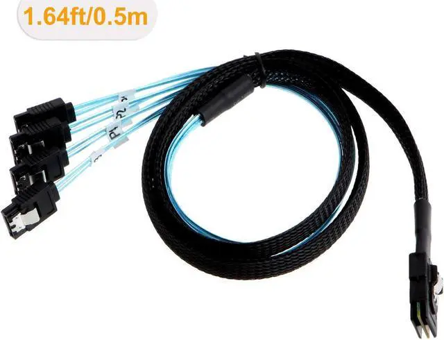 Alt view image 2 of 4 - Werleo Mini SAS 36Pin SFF-8087 Male to 4 SATA 7Pin Female Cable Mini SAS Host Controller to 4 SATA Target/Backplane 0.5M
