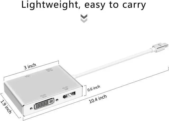 Alt view image 5 of 7 - Mini DisplayPort to HDMI DVI DP 4K VGA Adapter Werleo Mini DP Thunderbolt 4-in-1 Adapter Converter MacBook Air MacBook MacBook Pro Microsoft Surface Pro 2 3