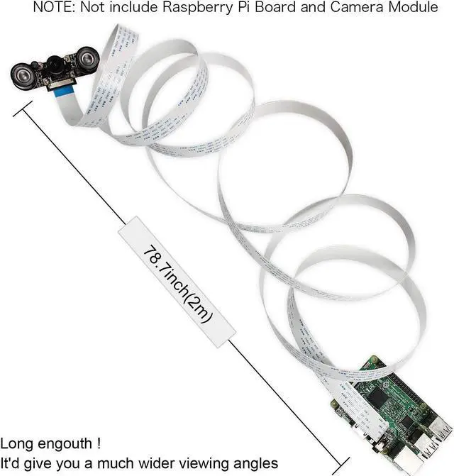 Alt view image 2 of 4 - 2 Packs Werleo Flex Ribbon Cable for Raspberry Pi Camera - 6.5ft / 2 Meter 15 Pin 1.0 mm Pitch