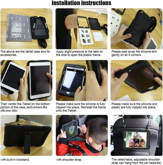 Alt view image 7 of 7 - Werleo iPad Mini 4 Case Three Layer Heavy Duty Drop Proof Full-Body Protective Rugged Hard Case Kickstand & Removable Shoulder Strap For iPad Mini 4th Generation Model A1538 A1550