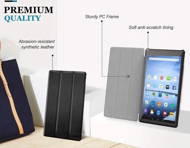 Alt view image 5 of 7 - Werleo All-New Fire HD 10 2017 Case 7th Generation 2017 Release Ultra Lightweight Slim Leather Stand Folio Smart Cover Case with Auto Wake Sleep Function for Amazon Fire HD 10 Tablet 10.1 inch