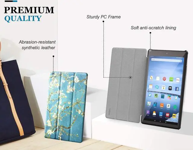 Alt view image 5 of 7 - Werleo All-New Fire HD 10 2017 Case 7th Generation 2017 Release Ultra Lightweight Slim Leather Stand Folio Smart Cover Case with Auto Wake Sleep Function for Amazon Fire HD 10 Tablet 10.1"