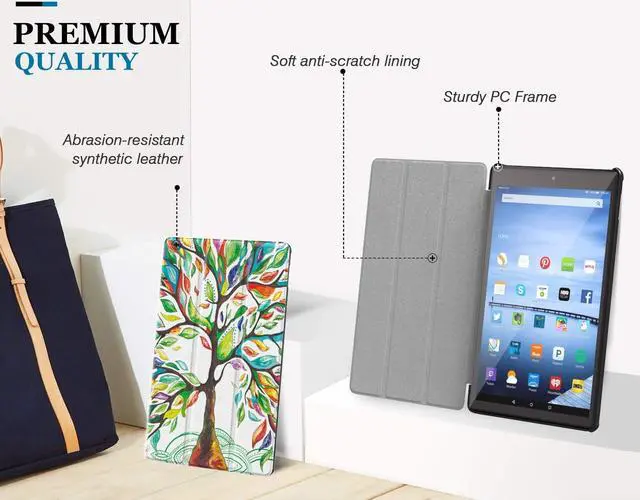 Alt view image 6 of 7 - Werleo All-New Fire HD 10 2017 Case 7th Generation 2017 Release Ultra Lightweight Slim Leather Stand Folio Smart Cover Case with Auto Wake Sleep Function for Amazon Fire HD 10 Tablet 10.1"