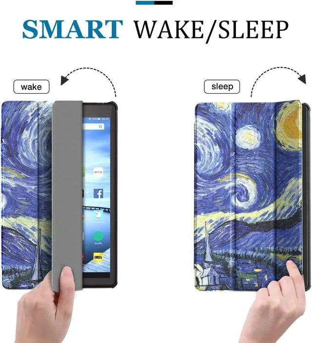 Alt view image 4 of 7 - Werleo All-New Fire HD 10 2017 Case 7th Generation 2017 Release Ultra Lightweight Slim Leather Stand Folio Smart Cover Case with Auto Wake Sleep Function for Amazon Fire HD 10 Tablet 10.1"