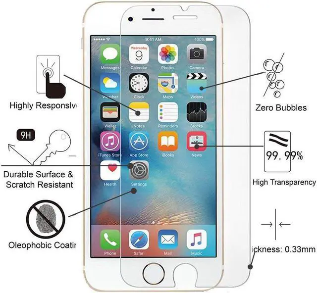 Alt view image 2 of 7 - Apple iPhone 6S Screen Protector Werleo 2 Pack Premium Tempered Glass Screen Protector For Apple iPhone 6 / iPhone 6s 4.7 inch [3D Touch Compatible] 0.26mm Thin Anti-Scratch HD Clear Glass Screen Prot