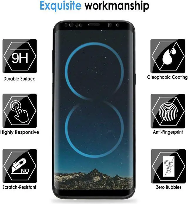 Alt view image 4 of 7 - 2 Packs Samsung Galaxy S8 Screen Protector Werleo Anti-Scratch HD Clear Case Friendly 3D Curved Protective Tempered Glass For Samsung Galaxy S8 Plus - Not Galaxy S8 Plus