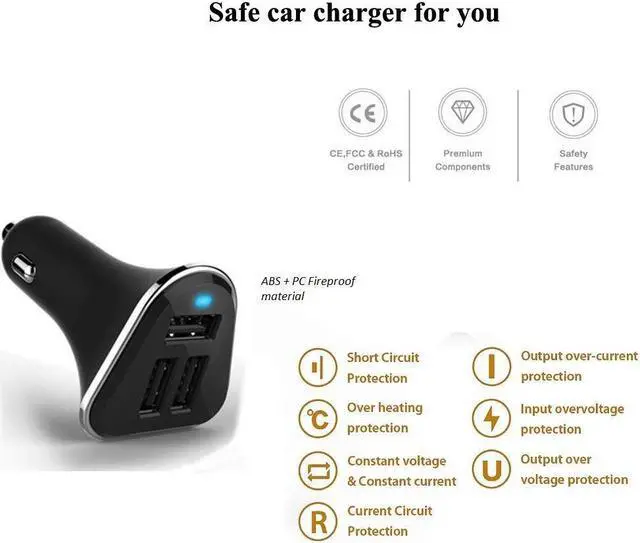 Alt view image 4 of 7 - USB Car Charger Werleo 3 Port USB Car Adapter With 5V, 5.2A 30W And Lightning to USB sync Cable for IPhone X 8 8 Plus 7 7 Plus 6 6S Plus  5 5S 5C IPad IPod Samsung