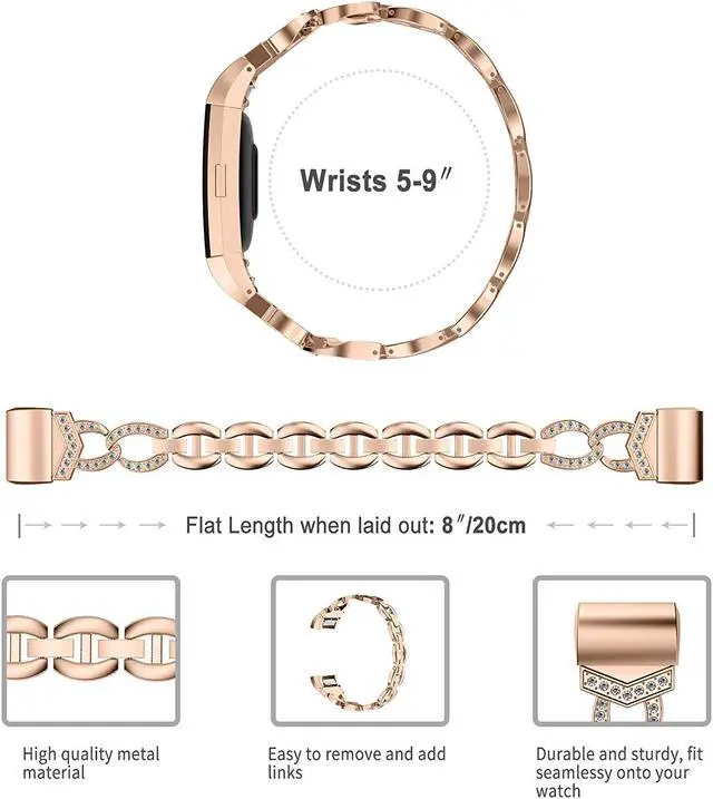 Alt view image 4 of 6 - Werleo Metal Bands Compatible Fitbit Charge 2 with Bling Rhinestone Replacement Strap Bracelet Wrist Band for Fitbit Charge 2 Smart Fitness Watch