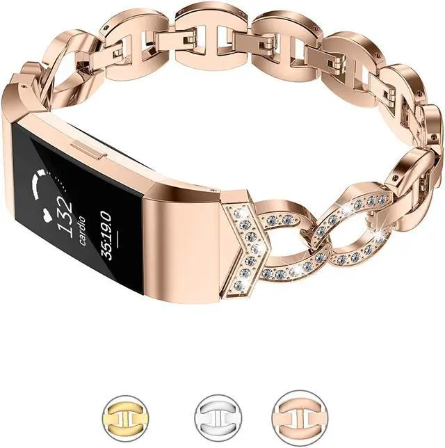 Alt view image 2 of 6 - Werleo Metal Bands Compatible Fitbit Charge 2 with Bling Rhinestone Replacement Strap Bracelet Wrist Band for Fitbit Charge 2 Smart Fitness Watch
