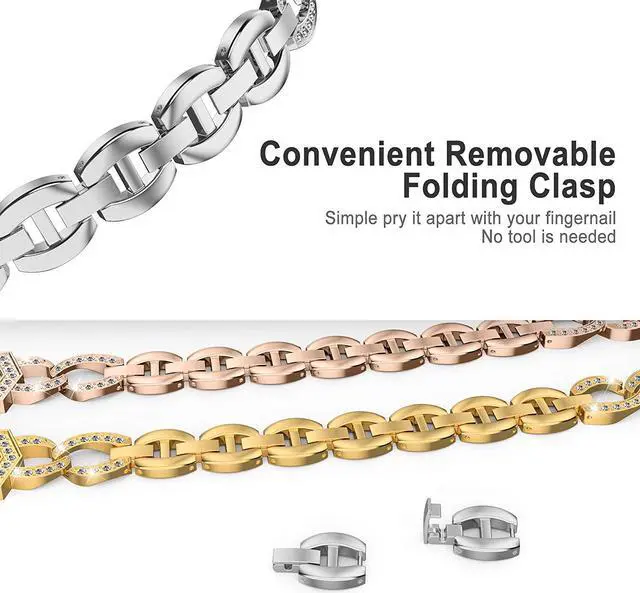 Alt view image 3 of 7 - Werleo Metal Bands Compatible Fitbit Charge 2 with Bling Rhinestone Replacement Strap Bracelet Wrist Band for Fitbit Charge 2 Smart Fitness Watch