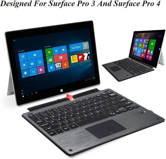 Alt view image 2 of 7 - Bluetooth Keyboard For Microsoft Surface Pro 3 Pro 4 Pro 5 with Touchpad Werleo Ultra-Slim Portable Aluminum Wireless Bluetooth Keyboard For Surface Pro 3 / Surface Pro 4 / Pro 5