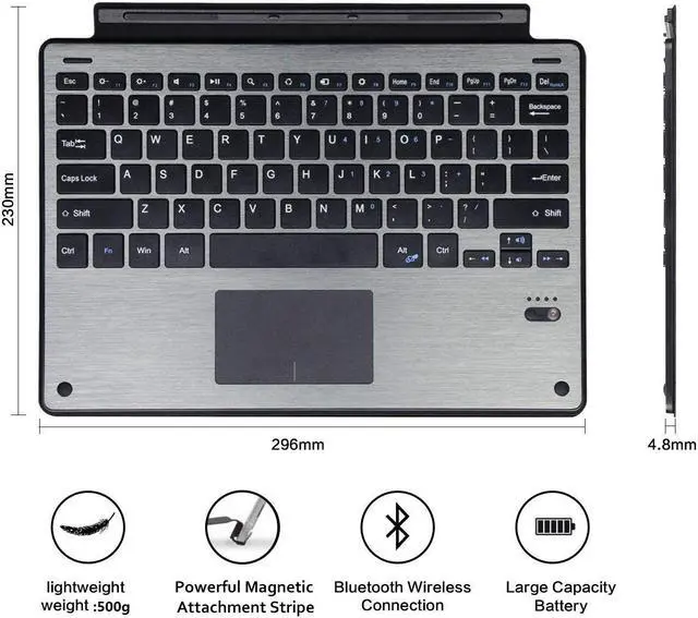 Alt view image 6 of 7 - Bluetooth Keyboard For Microsoft Surface Pro 3 Pro 4 Pro 5 with Touchpad Werleo Ultra-Slim Portable Aluminum Wireless Bluetooth Keyboard For Surface Pro 3 / Surface Pro 4 / Pro 5