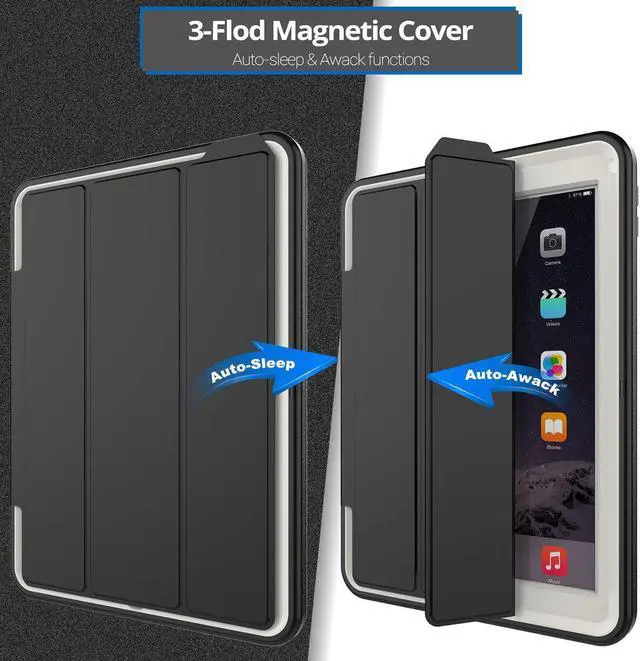 Alt view image 5 of 6 - New iPad 9.7 2017 2018 Case Werleo Heavy Duty Full Body Rugged Protective Case Cover Auto Sleep Wake Up Stand Folio Case Three Layer Hard Bumper Case for Apple iPad 9.7 inch 2017 2018 Release 5th 6th