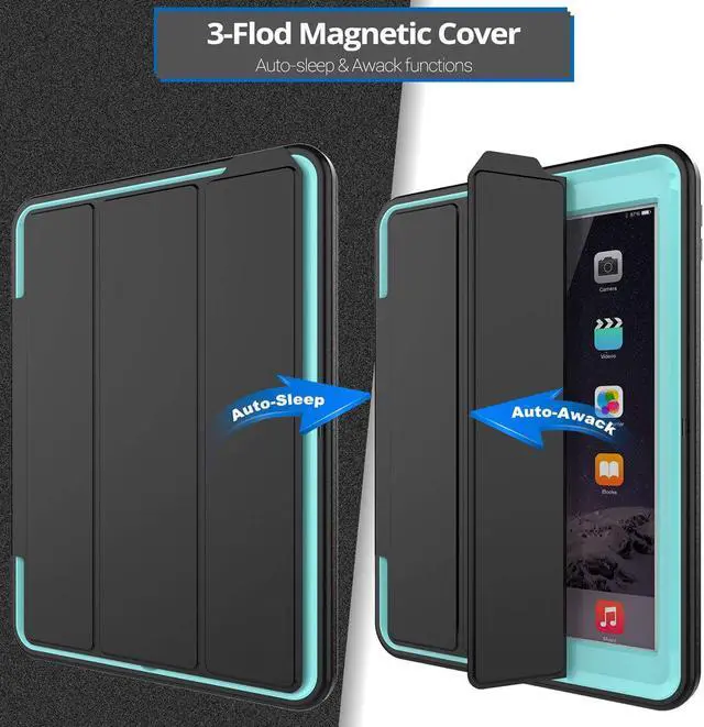 Alt view image 6 of 7 - New iPad 9.7 2017 2018 Case Werleo Heavy Duty Full Body Rugged Protective Case Cover Auto Sleep Wake Up Stand Folio Case Three Layer Hard Bumper Case for Apple iPad 9.7 inch 2017 2018 Release 5th 6th